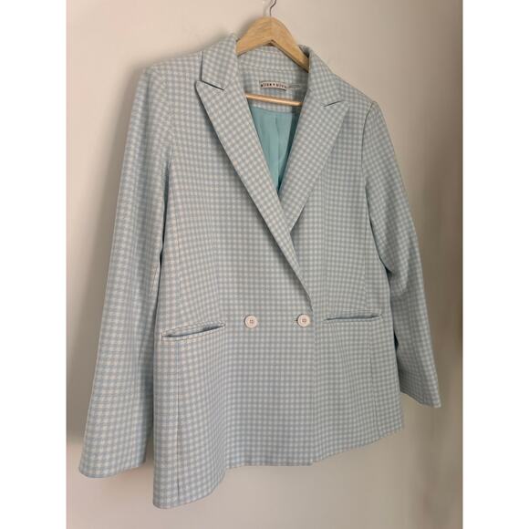 Alice + Olivia Justin Gingham Double-Breasted Relaxed Fit Oversized Blazer US 10 - Picture 3 of 9
